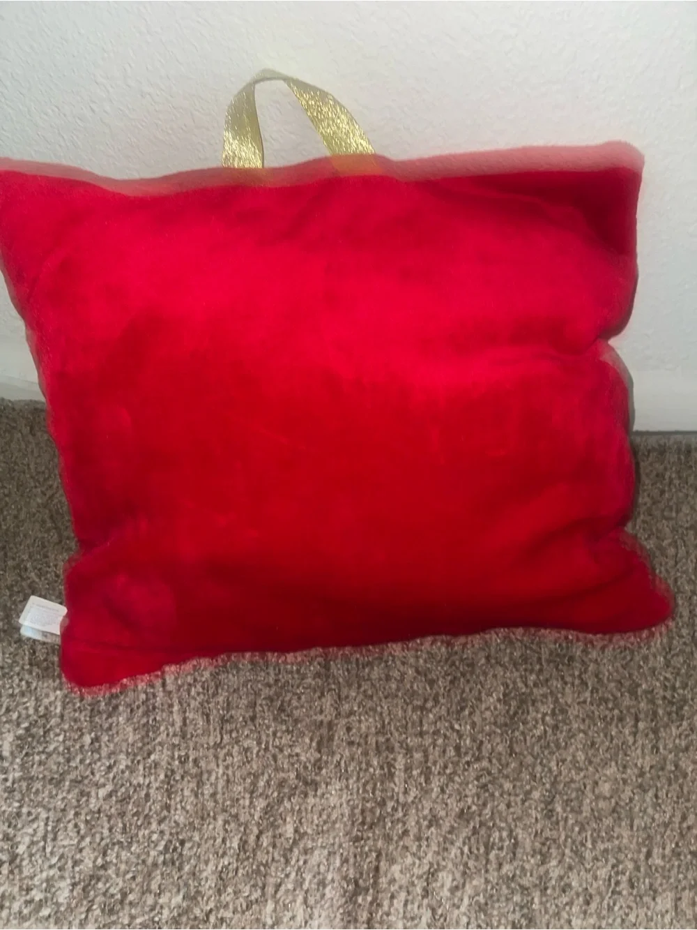Red Plush Pillow with Attached Pug Plush